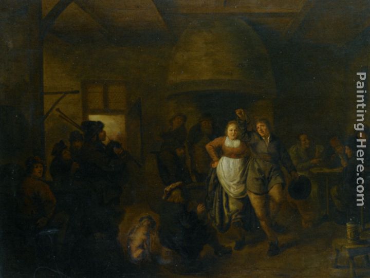 A Tavern Interior with a Bagpiper and a Couple Dancing painting - Jan Miense Molenaer A Tavern Interior with a Bagpiper and a Couple Dancing art painting